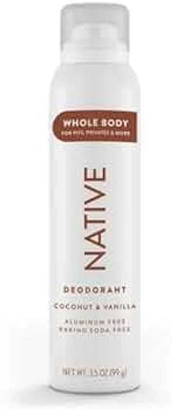Native Whole Body Deodorant Spray Contains Naturally Derived Ingredients | Deodorant for Men & Women, 72 Hour Odor Protection, Aluminum Free with Coconut Oil and Shea Butter | Coconut & Vanilla