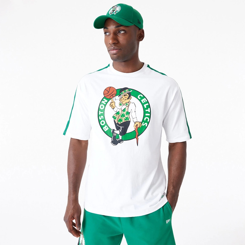 Boston Celtics NBA Colour Block White Oversized T-Shirt