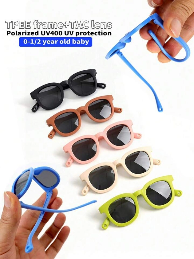 1 pièce Lunettes de soleil pour tout-petits 0-2 ans, verres polarisés TAC, haute définition, monture souple en TPEE, mode 2024 nouvelle, résistant aux chocs, lunettes pour enfants