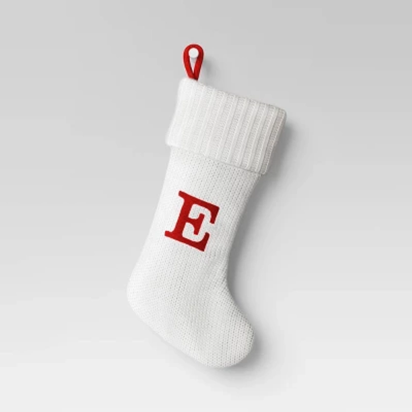 Knit Monogram Christmas Stocking White E - Wondershop™: Festive Home Decor, Hang Loop