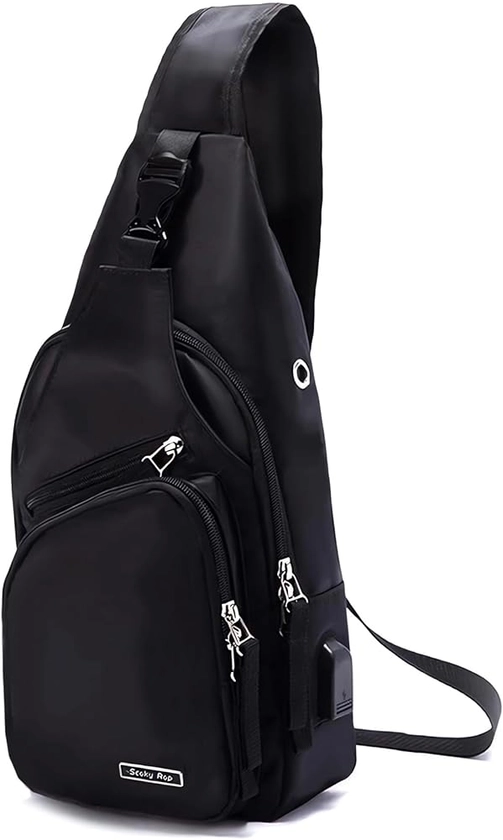 Seoky Rop Men Women Sling Bag Water Resistant Shoulder Chest Crossbody Bags Sling Backpack with USB Charging Port