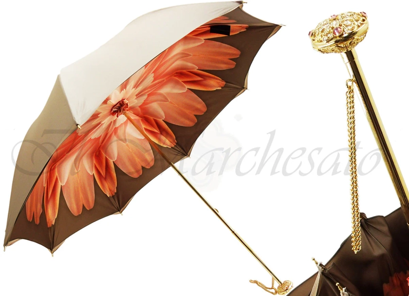 Superb Dahlia Double Canopy Umbrella Finished in a Luxurious Satin Pol