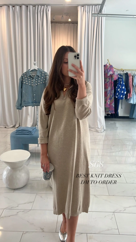 Sweater Knit Dress - Tan