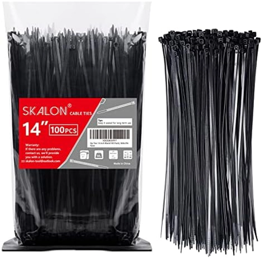 Amazon.com: GTSE 14 Inch Black Zip Ties, 100 Pack, 50lb Strength, UV Resistant Long Nylon Cable Ties, Self-Locking 14" Tie Wraps : Electronics