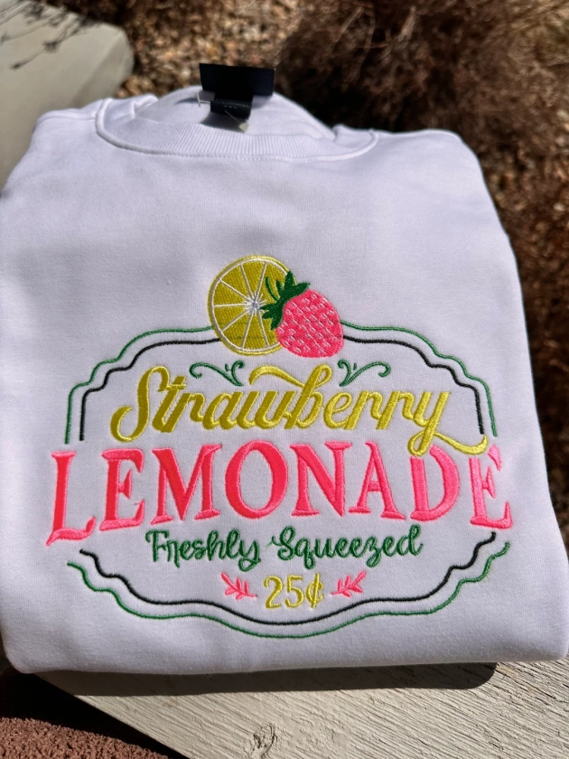 Strawberry Lemonade Embroidered Sweatshirts - Etsy