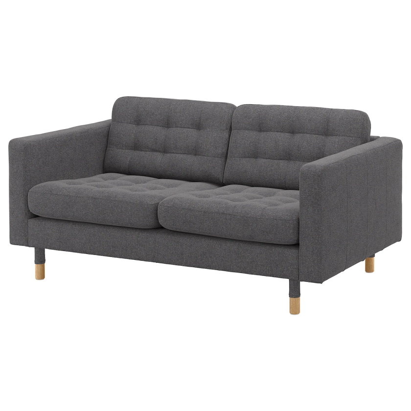 LANDSKRONA 2-seat sofa - Gunnared dark grey/wood