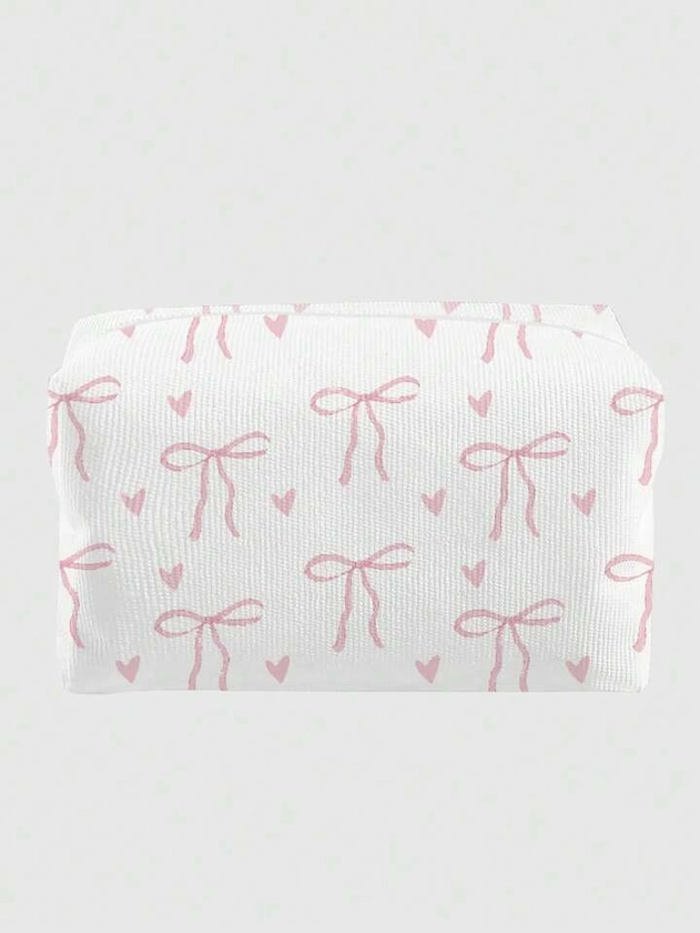 ROMWE Kawaii Butterfly Print Octagonal Velvet Cosmetic Bag