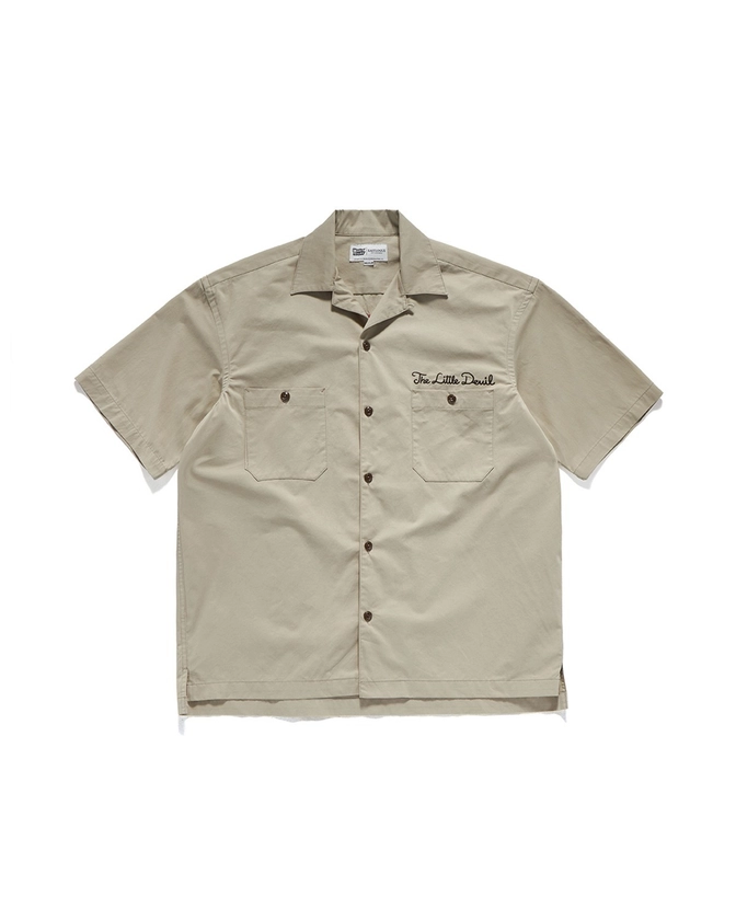 EMBROIDERED WORK HALF SHIRTS / SAND - EASTLOGUE