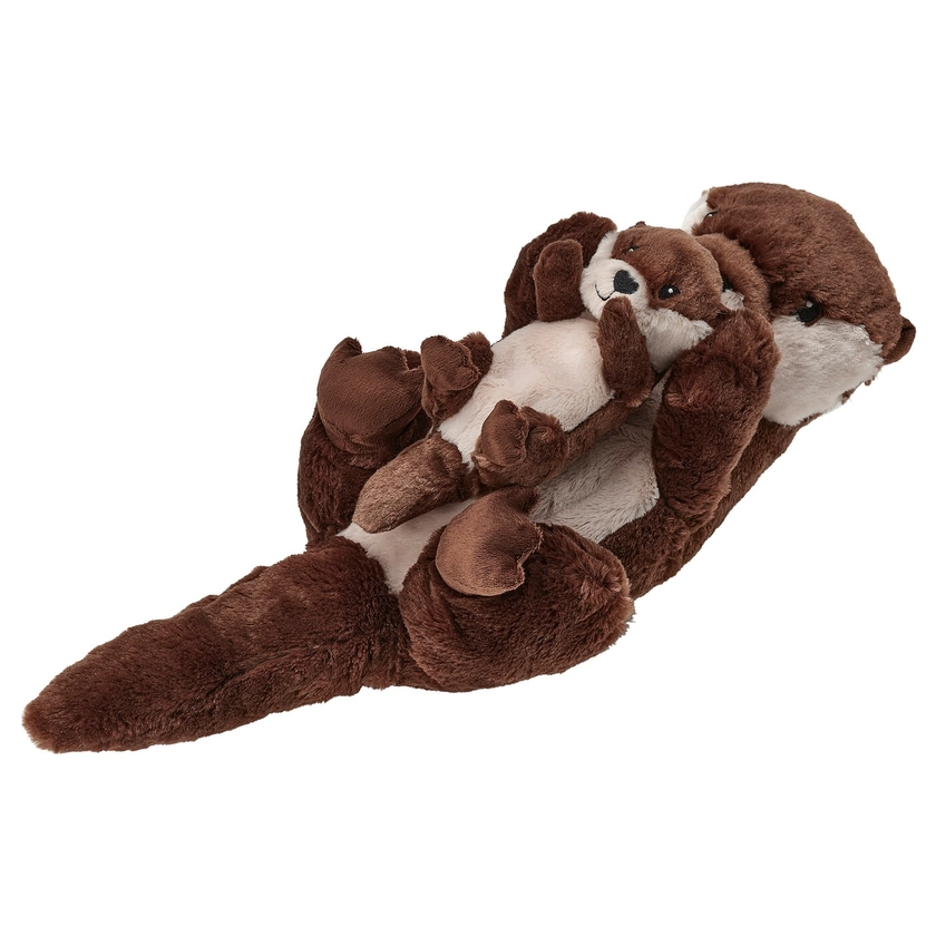 SKOGSDUVA Peluche, lot de 2 - loutre et bébé/brun beige 45 cm