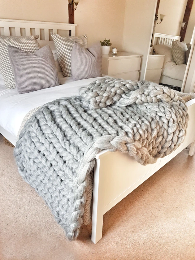 Chunky Knit Blanket - Grey