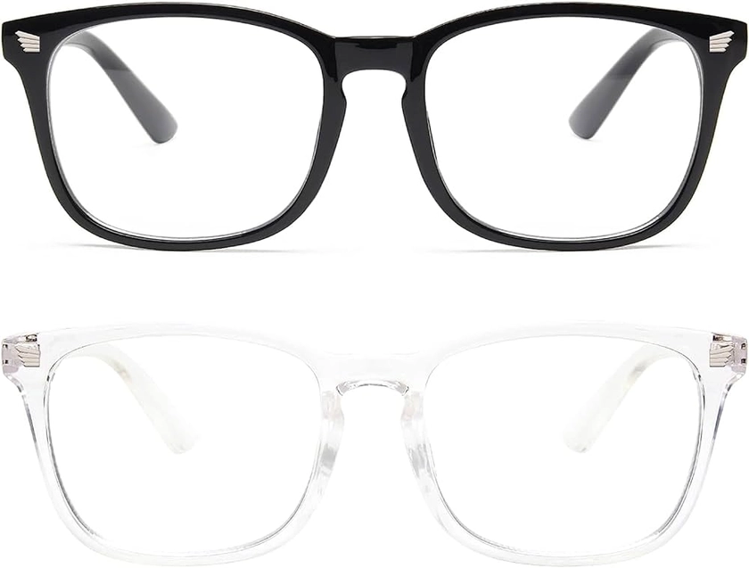Amazon.com: livho 2 Pack Blue Light Blocking Glasses, Computer Reading/Gaming/TV/Phones Glasses for Women Men,Anti Eyestrain & UV Glare (Light Black+Clear) : Health & Household