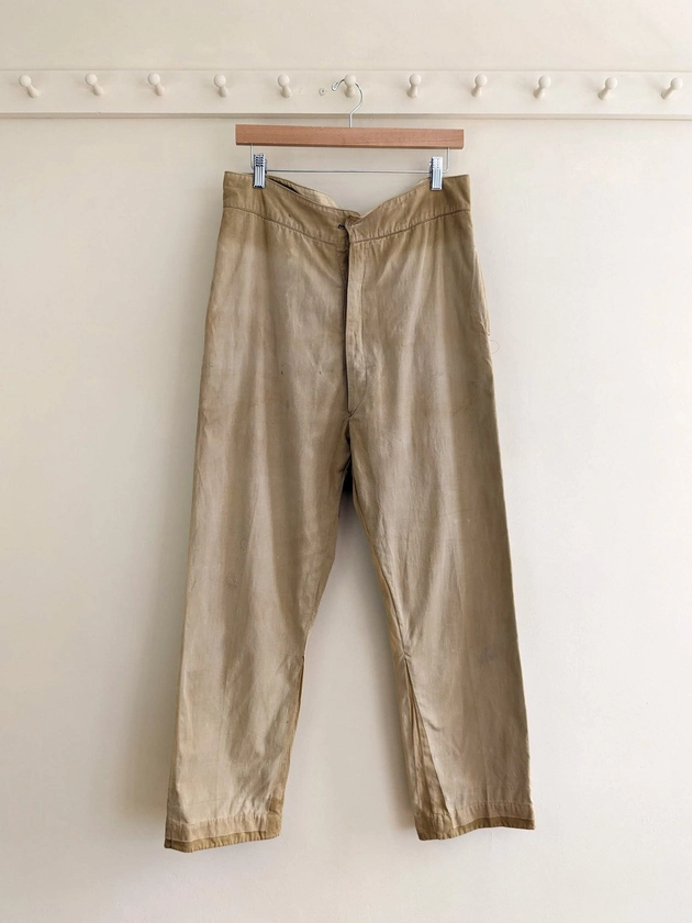 1920s Lightweight Tan Cinch Back Trousers — SUNLESS