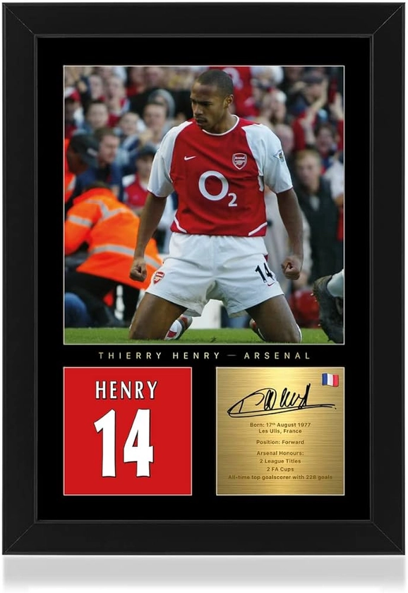 Win FC Photo encadrée Thierry Henry Henry A4 – Signature numérique reproduite – Cadeau pour les fans d'Arsenal : Amazon.fr: Cuisine et Maison