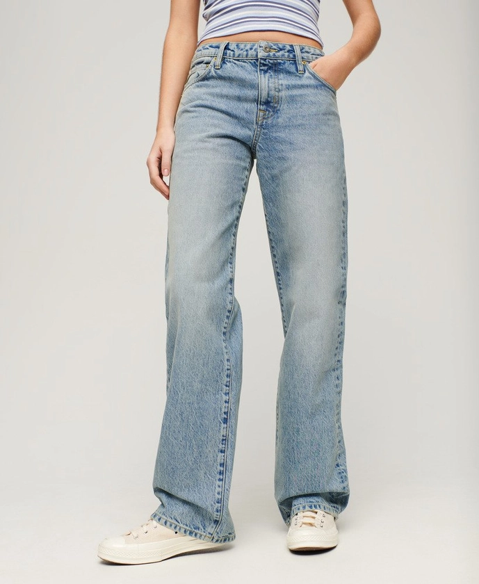 Womens - Mid Rise Wide Leg Jeans in Baltimore Blue | Superdry UK