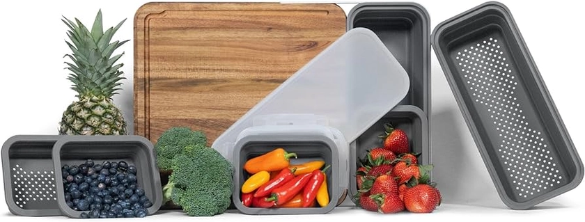 TidyBoard Meal Prep System - The Quick & Easy Meal Prep Solution (Grey, Starter Package)