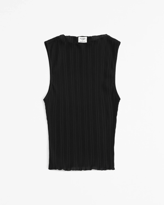 Women's Sheer Plisse Slash Top | Women's Clearance | Abercrombie.com