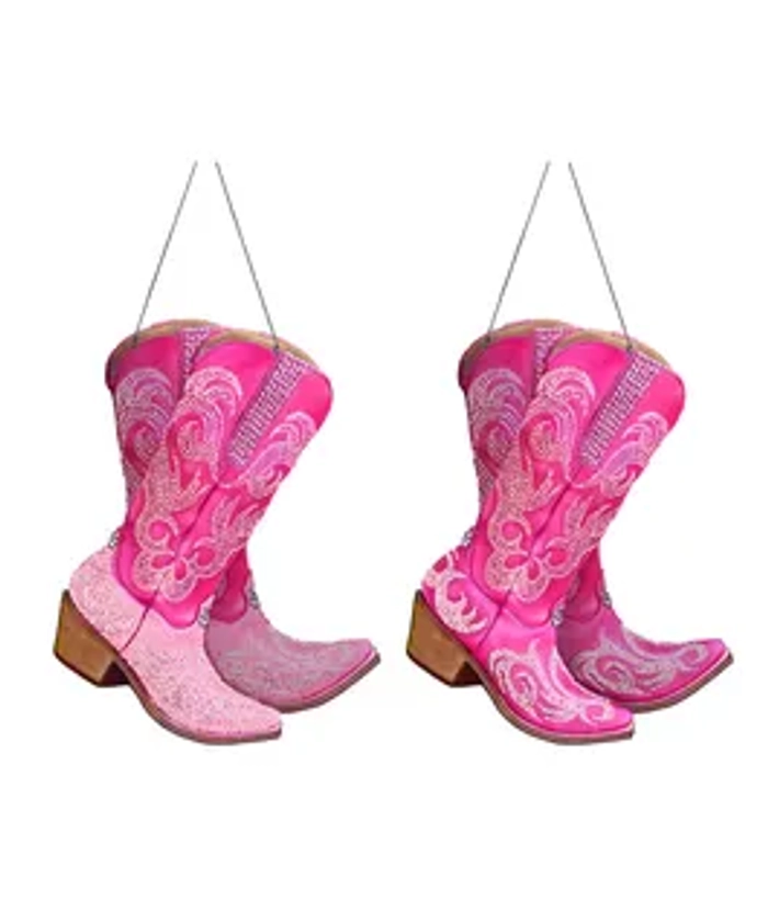 Pink Cowboy Boots Ornaments, 2 Assorted