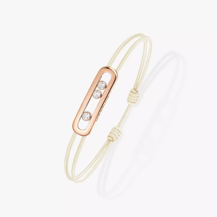 MESSIKA CARE(s) Cream Cord and Pink Gold Diamond Bracelet | Messika 14098-PG