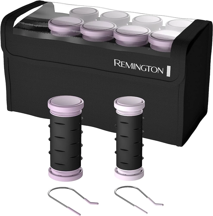 Remington Compact Ceramic Dual Voltage Hair Setter & Rollers, 1-1 ¼" Purple/Black, 10 Piece Set