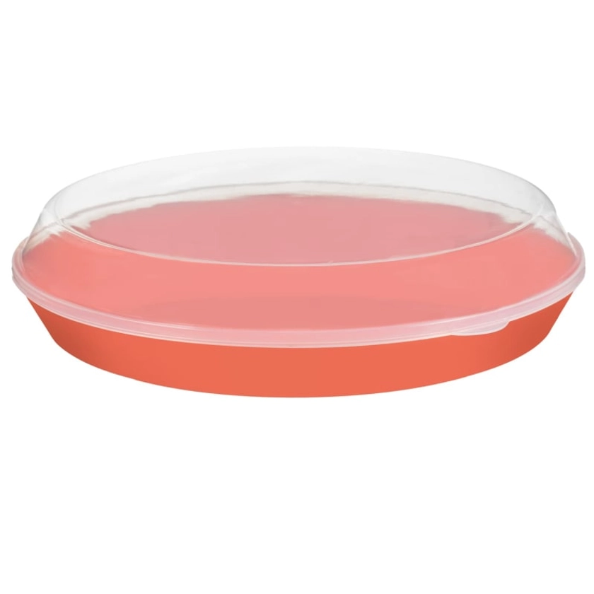 Food Tray with Clear Lid - Coral