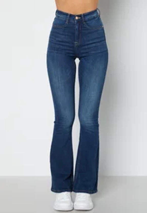 Bubbleroom HIGH WAIST FLARED SUPERSTRETCH JEANS - Jeans a zampa - blue/blu - Zalando.it