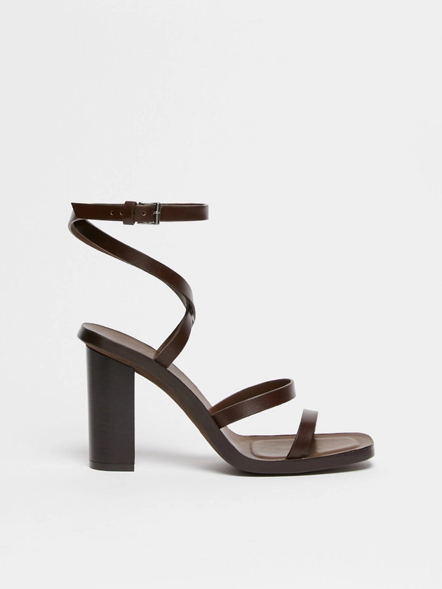 Smooth leather sandals, dark bown | "JUTTALSANDAL" Max Mara 