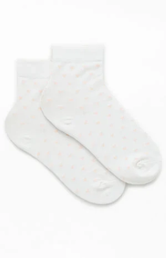 John Galt White & Pink Heart Socks | PacSun