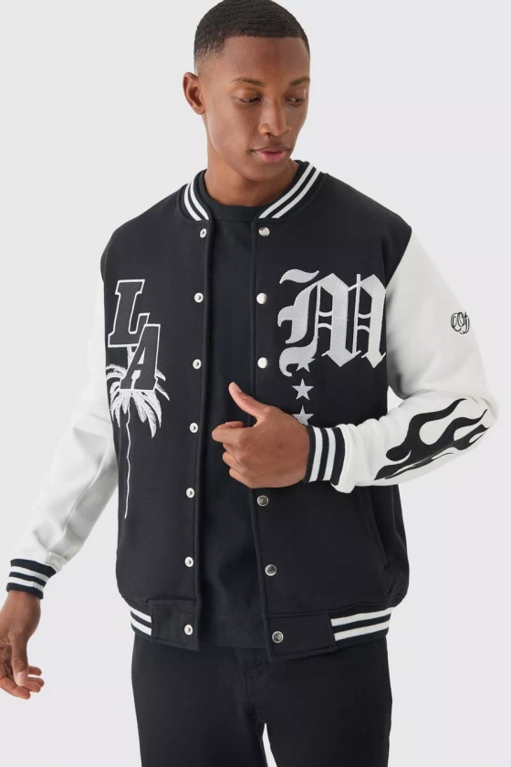 LA Badge Jersey Varsity Bomber Jacket