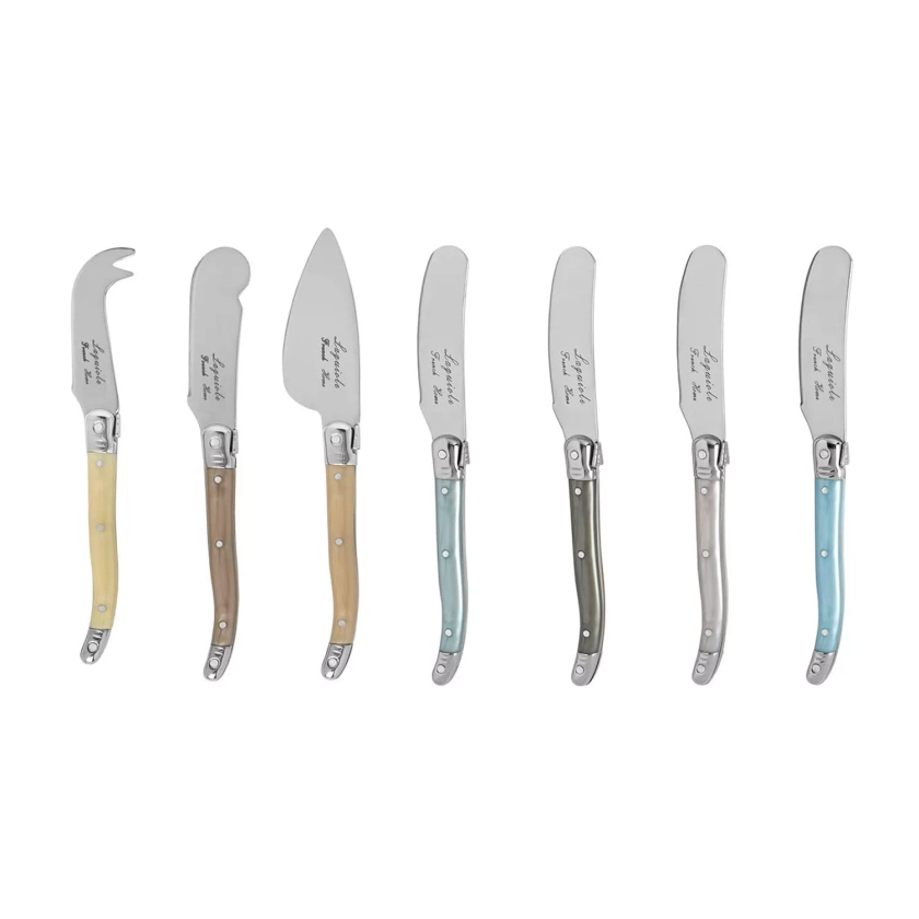 French Home Laguiole Mother of Pearl 7-Piece Cheese Knife Set | Sur La Table