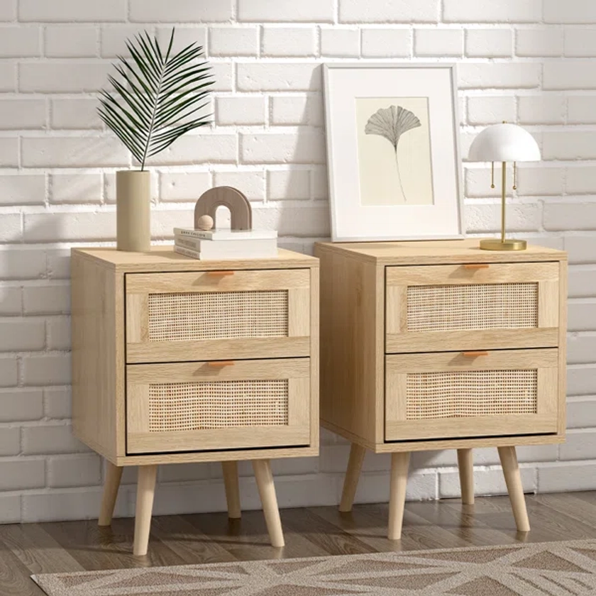 Ahamadou 40cm W Rattan Bedside Table