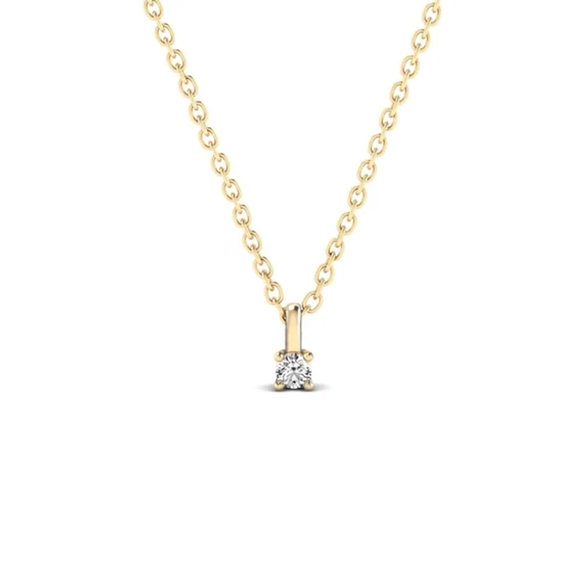 Diamond Solitaire Pendant Necklace in 14K Solid Gold | 0.10 ct. tw. Diamond Necklace for Women | 14K Real Gold Jewelry | Gift for Her