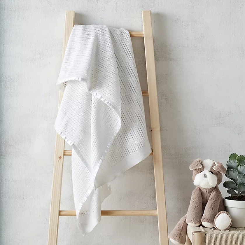 Satin Edged Cellular Baby Blanket | Baby Blankets | The White Company