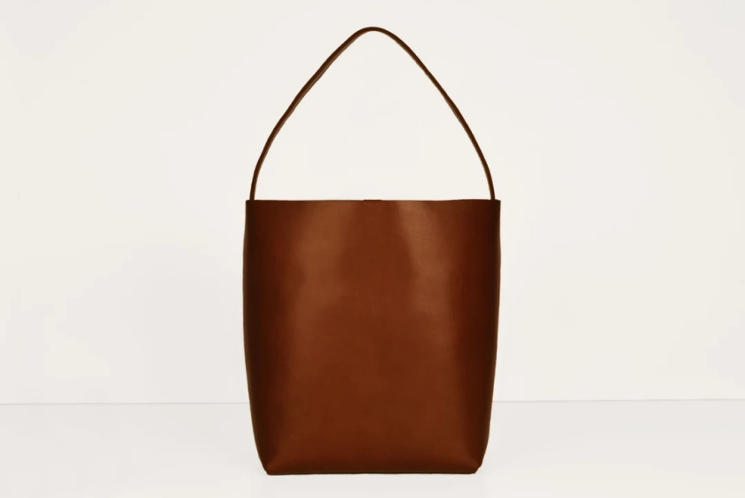 Square Bucket Bag in Chestnut, Real Leather - Etsy.de