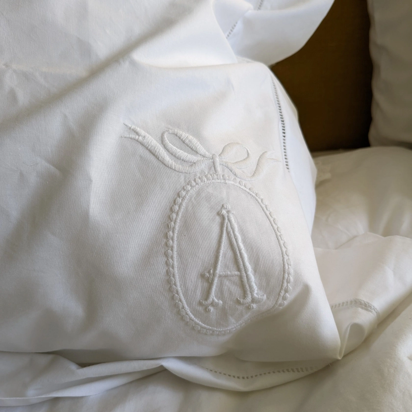 MONOGRAMMED COTTON OXFORD PILLOWCASE