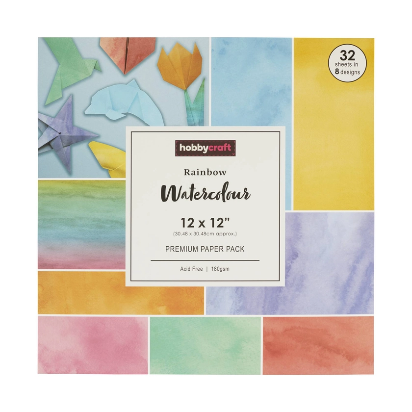 Buy Rainbow Watercolour 12 x 12 Inches Paper Pack 32 Sheets for GBP 5.00 | Hobbycraft UK