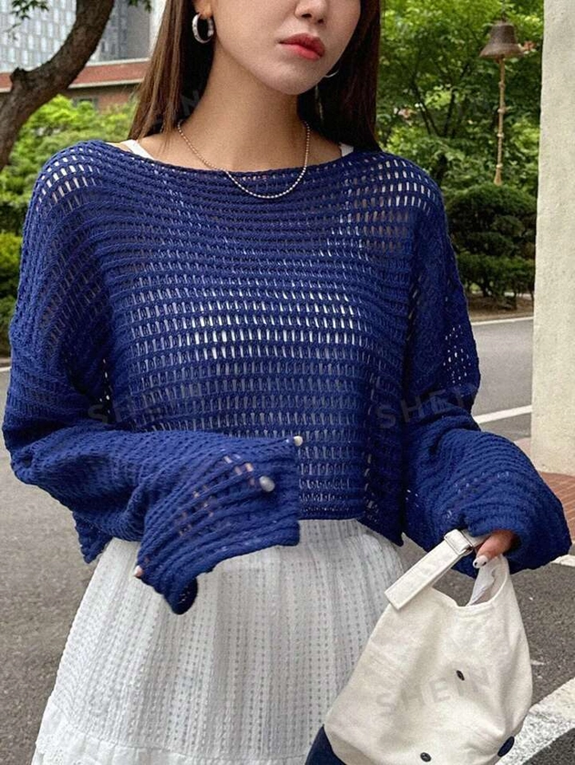 DAZY Women's Casual Drop-Shoulder Long Sleeve Sweater