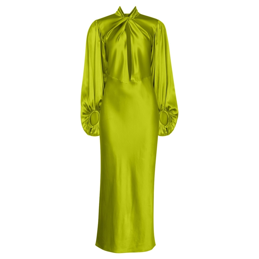 Ross Silk Long Dress In Green by Sunday Archives