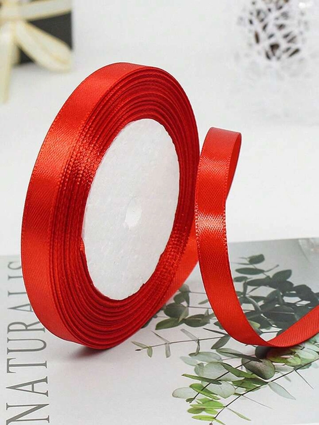 1 Roll 1cm Wide Satin Ribbon With Bowknot Decor Polyester Ribbon For Wedding Decoration, Diy Handcraft, Flower Arrangement, Baking And Gift Packaging | SHEIN USA