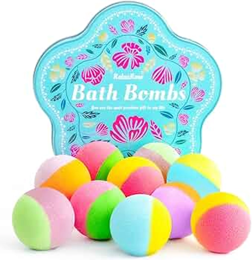 Bath Bombs Gift Set for Women, Mothers Day Gifts for Mom, 10 Fizzy Shower Bombs with 5 Aromatic Scents, Rich Bubbles & Diverse Colors, Ideal for Relaxing Spa Experiences at Home