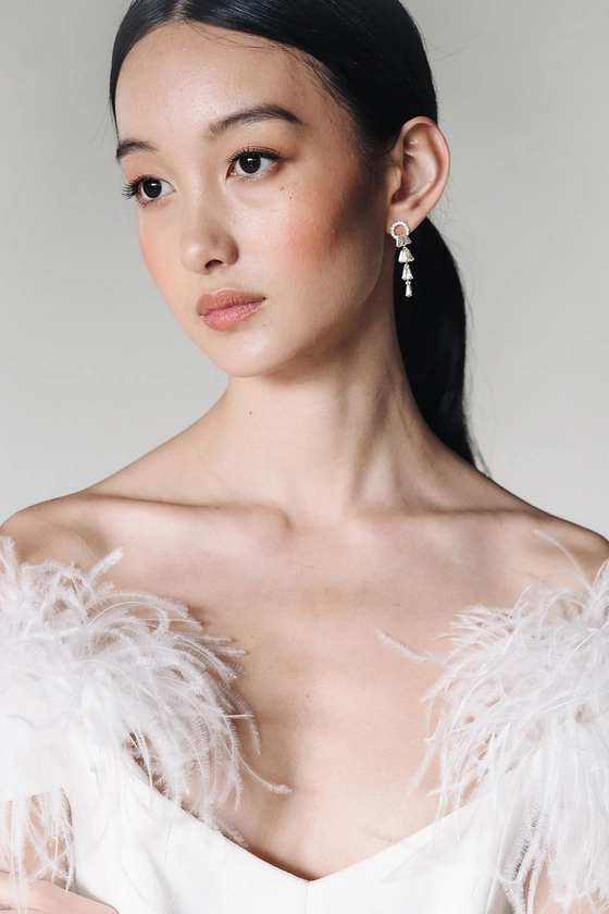 Gold Crystal Chandelier Drop Bridal Earring, Modern Bridal Jewelry — Jade Oi Studio