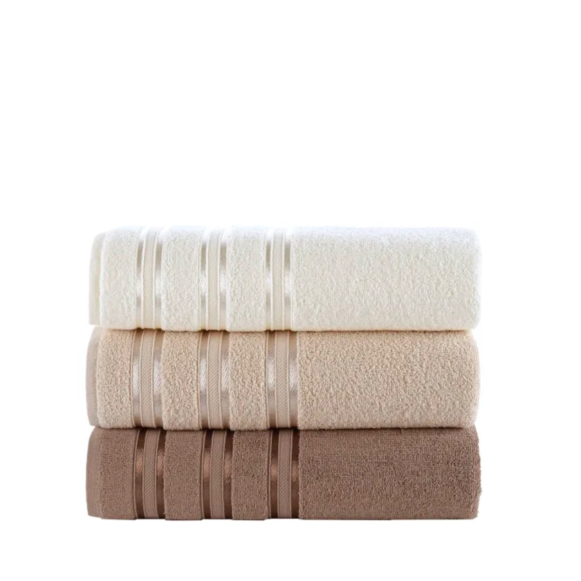 Lot de 3 serviette éponges 50x90cm 500gr/m2 MARRON | Maisons du Monde