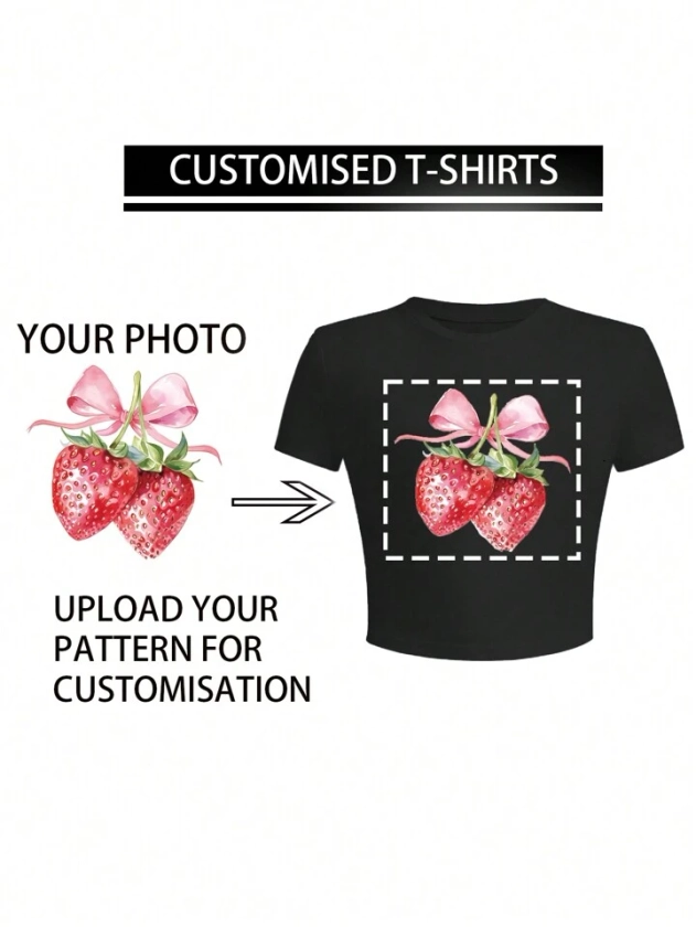 Camiseta personalizada de mujer - Agregue su propia imagen (foto familiar / selfie) para diseñar su camiseta estampada personalizada
