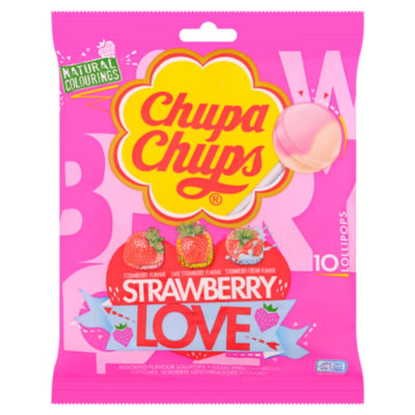Chupa Chups 10 Strawberry Love Lollipops 120g