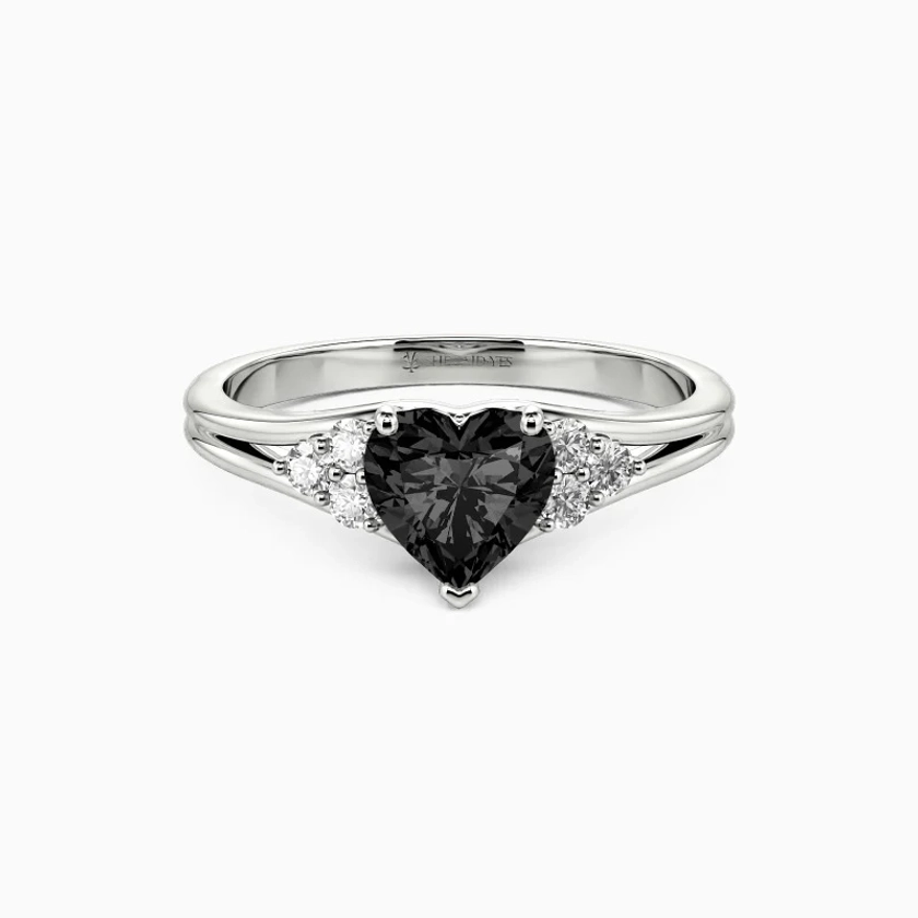 "Two Souls One Heart" Heart Cut Side Stone Engagement Ring- SHE·SAID·YES Jewelry