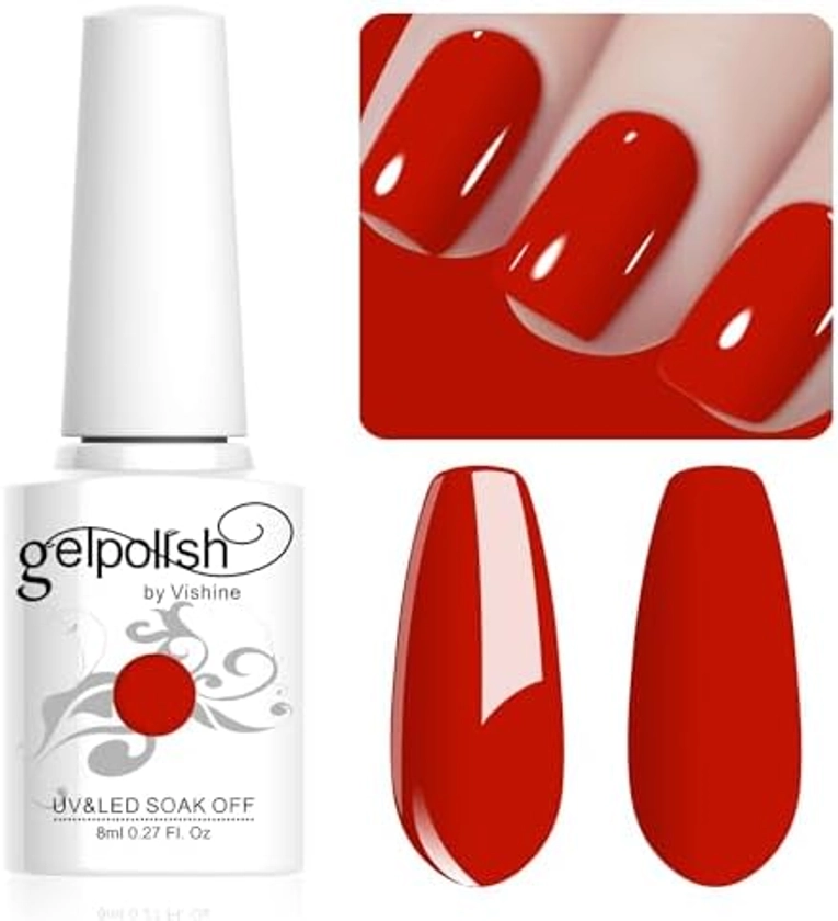 Vishine 8ml Vernis à Ongles Gel Semi Permanent Couleur Rouge vif, Vernis Semi Permanent Soak Off UV LED Gel Polish Nail Art Manucure Salon DIY LM063 : Amazon.com.be: Beauté et Parfum