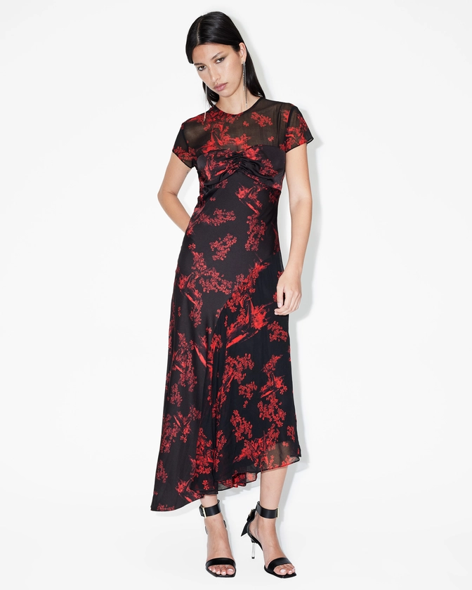 Tasha Floral Midi Dress MARIA SIREN RED | ALLSAINTS