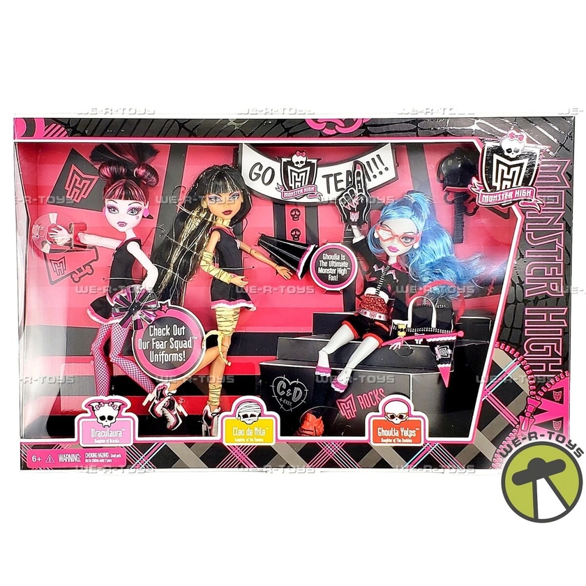 Monster High Fearleading Squad Draculaura Cleo de Nile & Ghoulia Yelps Doll Set