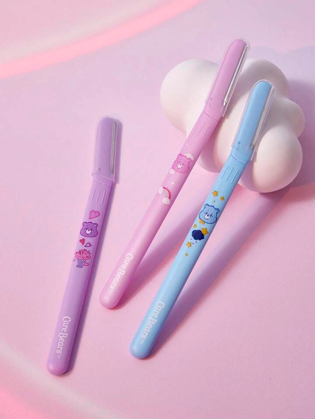 SHEIN X Care Bears 3 piezas afeitadoras para cejas con forma de oso y corazón de amor