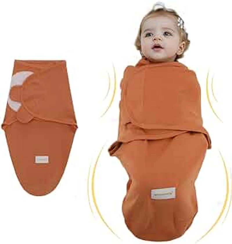Miracle Baby Couverture Emmaillotage Bebe, Gigoteuse Emmaillotage Bébé, en 100% Coton, Unisex, 0-3 Mois (Orange)