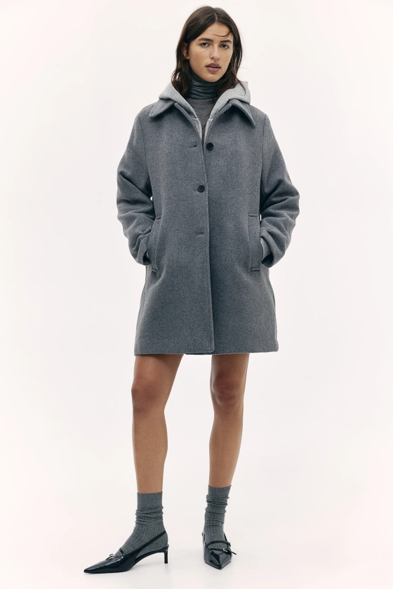 Knee-Length Coat - Long sleeve - Knee-length - Gray - Ladies | H&M CA